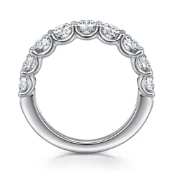 Outlet Gabriel & Co. Ferre - 14K White Gold Scallop Setting 9 Stone Diamond Anniversary Band - 1.75 ct