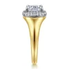 Clearance Gabriel & Co. Fillipa - 14K White-Yellow Gold Elongated Cushion Double Halo Diamond Engagement Ring