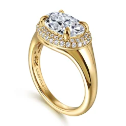 Outlet Gabriel & Co. Fillipa - 14K Yellow Gold Oval Double Halo Diamond Engagement Ring
