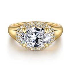Outlet Gabriel & Co. Fillipa - 14K Yellow Gold Oval Double Halo Diamond Engagement Ring