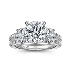 Gabriel & Co. Finian - 18K White Gold Round 3 Stone Diamond Engagement Ring
