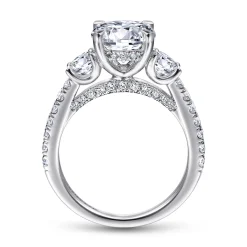 Gabriel & Co. Finian - 18K White Gold Round 3 Stone Diamond Engagement Ring