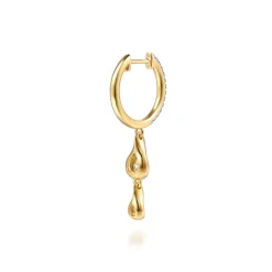 New Gabriel & Co. Fiora - 14K White Yellow Gold Diamond Huggie Drop Earrings