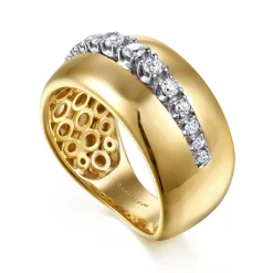 Discount Gabriel & Co. Fiora - 14K White Yellow Gold Diamond Wide Band Ring