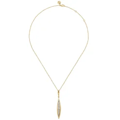Best Gabriel & Co. Fiora - 14K White Yellow Gold Diamond Bullet Drop Necklace