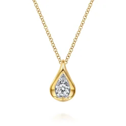 Hot Gabriel & Co. Fiora - Pendant Necklace Teardrop 14K White and Yellow Gold Diamond 0.18ct