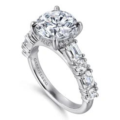 Hot Gabriel & Co. Fleure - 14K White Gold Round Diamond Engagement Ring