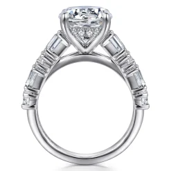 Hot Gabriel & Co. Fleure - 14K White Gold Round Diamond Engagement Ring