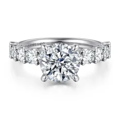 Discount Gabriel & Co. Florah - 14K White Gold Round Diamond Engagement Ring
