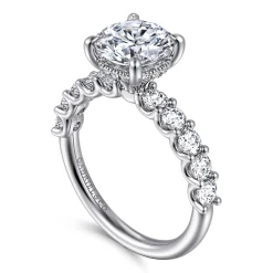 Clearance Gabriel & Co. Florah - 14K White Gold Round Diamond Engagement Ring