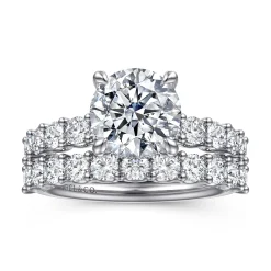 New Gabriel & Co. Florah - 14K White Gold Round Diamond Engagement Ring