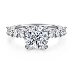 New Gabriel & Co. Florah - 14K White Gold Round Diamond Engagement Ring