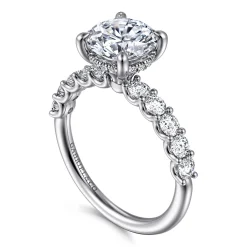 Discount Gabriel & Co. Florah - 14K White Gold Round Diamond Engagement Ring
