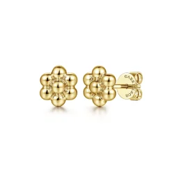 New Gabriel & Co. Flora - 14K Yellow Gold Bujukan Flower Stud Earrings