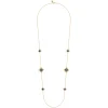 Outlet Gabriel & Co. Floral - 32 Inch 18K Yellow Gold Floral Station Necklace with Chrome Blue Enamel