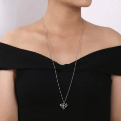 Discount Gabriel & Co. Floral - 30 inch 925 Sterling Silver Floral Inlay Heart Pendant Necklace