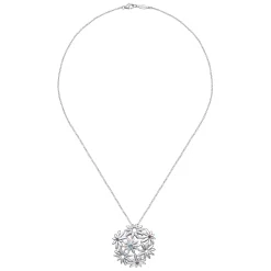 Discount Gabriel & Co. Floral - 18 inch 925 Sterling Silver Floral Blue Topaz and Garnet and Amethyst Pendant Necklace