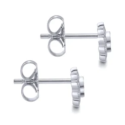Discount Gabriel & Co. Floral - 14K White Gold Bezel Set Round Diamond Flower Stud Earrings