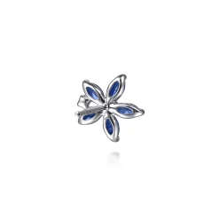 Discount Gabriel & Co. Floral - 14K White Gold Diamond and Marquise Sapphire Flower Stud Earrings