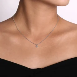 New Gabriel & Co. Floral - 14K White Gold Diamond Flower Pendant Necklace