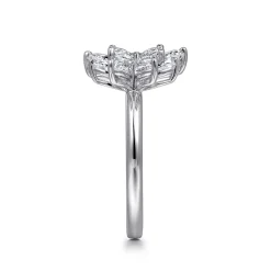 New Gabriel & Co. Floral - 18K White Gold Diamond Floral Open Ladies Ring