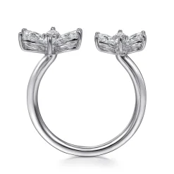 New Gabriel & Co. Floral - 18K White Gold Diamond Floral Open Ladies Ring