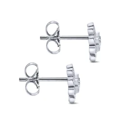 New Gabriel & Co. Floral - 14K White Gold Diamond Flower Stud Earrings
