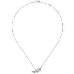 Discount Gabriel & Co. Floral - 14K White Gold Diamond Leaf Pendant Necklace