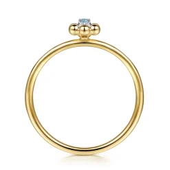 Clearance Gabriel & Co. Floral - 14K White Yellow Gold Bujukan and Blue Topaz Flower Stackable Ring