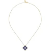 Discount Gabriel & Co. Floral - 18K White Yellow Gold Diamond and Lapis Floral Pendant Necklace