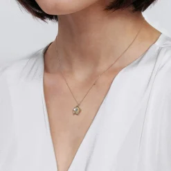 New Gabriel & Co. Floral - 14K Yellow Gold Blue Topaz Floral Drop Necklace