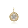 Gabriel & Co. Floral - 14K Yellow Gold Bujukan Diamond and Mother of Pearl Medallion Pendant in size 24mm With Detachable Bail
