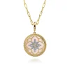 Gabriel & Co. Floral - 14K Yellow Gold Bujukan Diamond and Pink Mother of Pearl Medallion Pendant in size 24mm With Detachable Bail