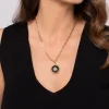 New Gabriel & Co. Floral - 14K Yellow Gold Bujukan Diamond and Black Onyx Medallion Pendant in size 24mm With Detachable Bail