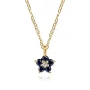 Sale Gabriel & Co. Floral - 14K Yellow Gold Diamond and Sapphire Flower Pendant Necklace