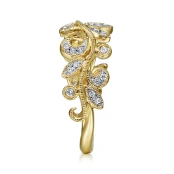 Sale Gabriel & Co. Floral - 14K Yellow Gold Diamond Floral Ring