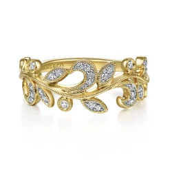 Sale Gabriel & Co. Floral - 14K Yellow Gold Diamond Floral Ring