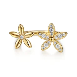 Online Gabriel & Co. Floral - 14K Yellow Gold Diamond Floral Open Ring