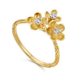 Online Gabriel & Co. Floral - 14K Yellow Gold Engraved Floral Diamond Ring