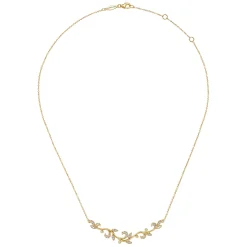 Discount Gabriel & Co. Floral - 14K Yellow Gold Floral Branch Diamond Necklace