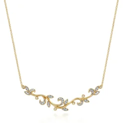 Discount Gabriel & Co. Floral - 14K Yellow Gold Floral Branch Diamond Necklace
