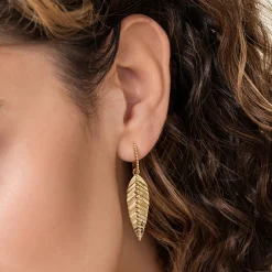 Outlet Gabriel & Co. Floral - 14K Yellow Gold Huggie Drop Earrings