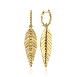Outlet Gabriel & Co. Floral - 14K Yellow Gold Huggie Drop Earrings