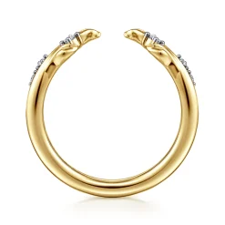 New Gabriel & Co. Floral 14K Yellow Gold Prong Setting Diamond Open Anniversary Band - 0.09 ct