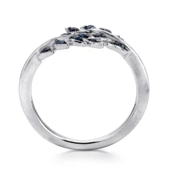 Online Gabriel & Co. Floral - Sterling Silver Bypass Leaf Wrap Ring with Sapphire Stones With Brush Finish