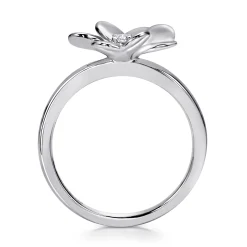 Clearance Gabriel & Co. Floral - 925 Sterling Silver High Polished Flower with White Sapphire Ring