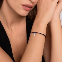 Hot Gabriel & Co. Floral - 925 Sterling Silver London Blue Topaz Flower and Lapis bead Bracelet