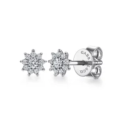 Outlet Gabriel & Co. Floral - Stud Earrings 14K White Gold Diamond 0.14ct