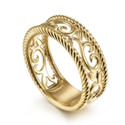 Clearance Gabriel & Co. Floral - Vintage 14K Yellow Gold Swirly Ring