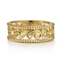 Clearance Gabriel & Co. Floral - Vintage 14K Yellow Gold Swirly Ring